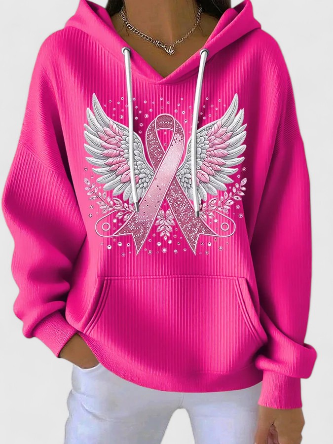 Ribbon Wings Hoodie | Steun borstkanker