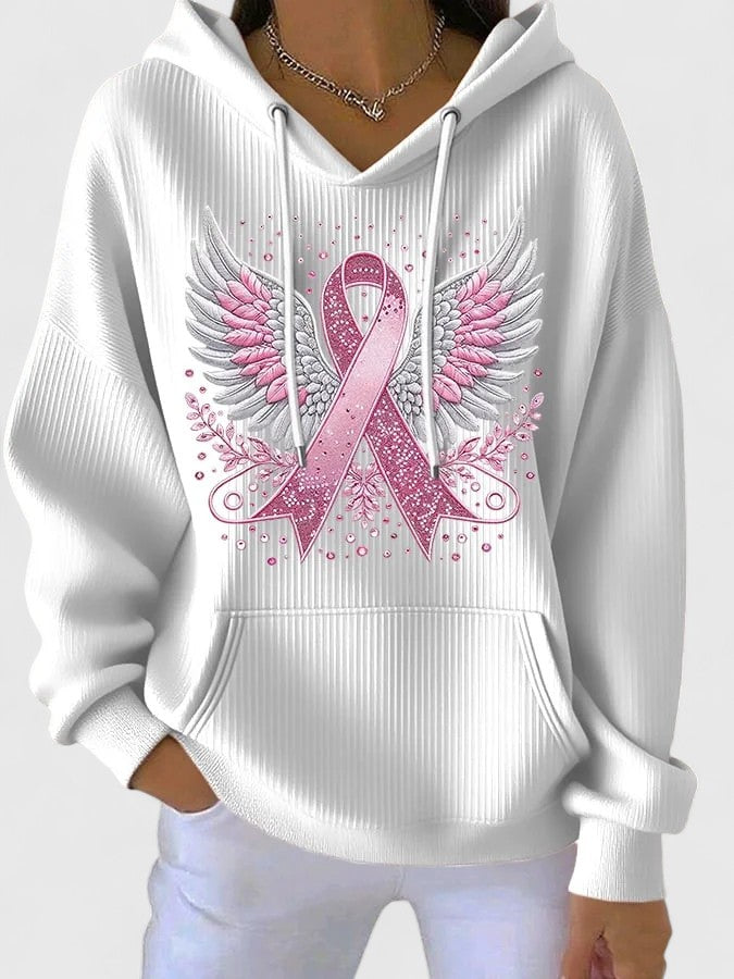 Ribbon Wings Hoodie | Steun borstkanker