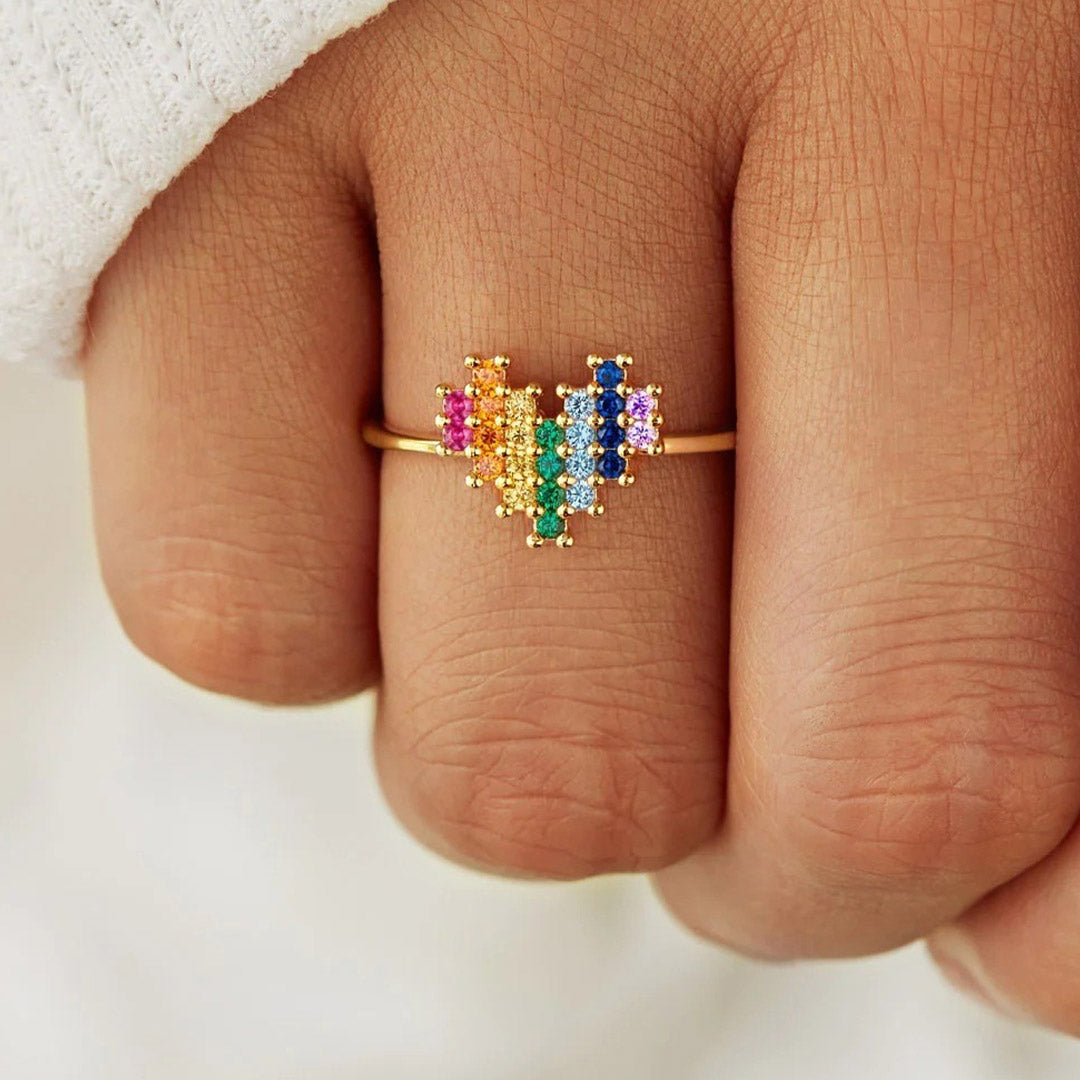 Heart Rainbow Ring | Steun borstkanker