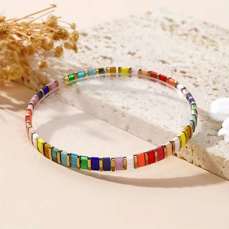 Colorful Glass-Beads Bracelet | Steun borstkanker