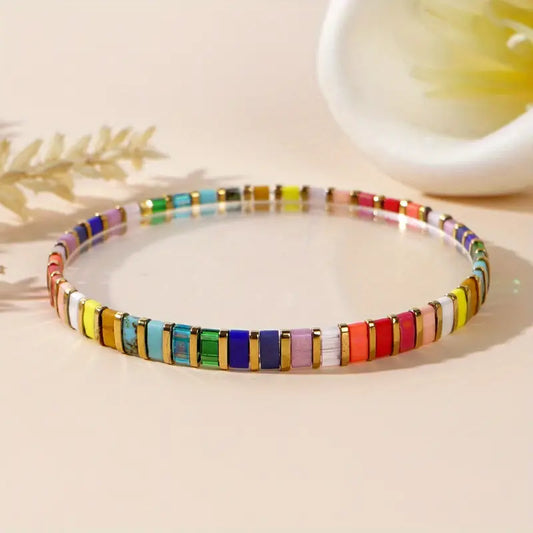 Colorful Glass-Beads Bracelet | Steun borstkanker