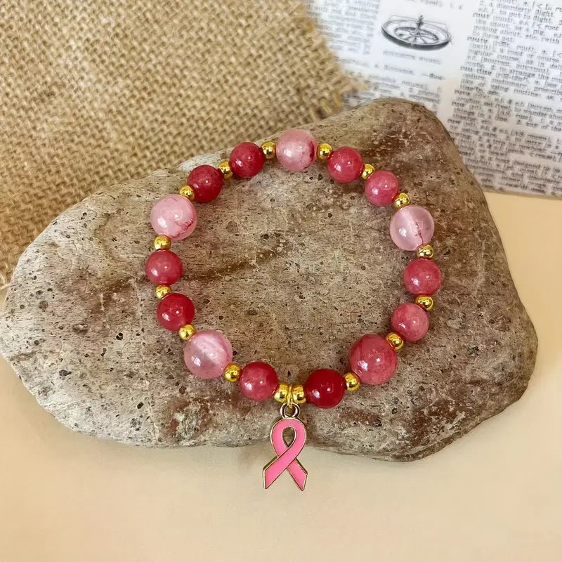 Blush Bead Bracelet | Steun borstkanker