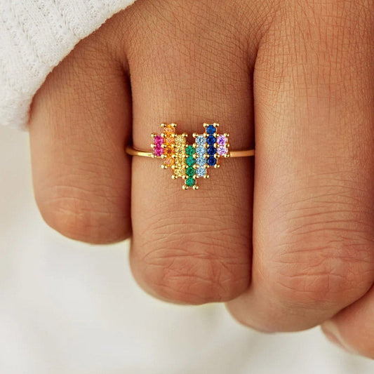 Heart Rainbow Ring | Steun borstkanker