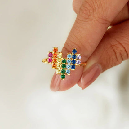 Heart Rainbow Ring | Steun borstkanker
